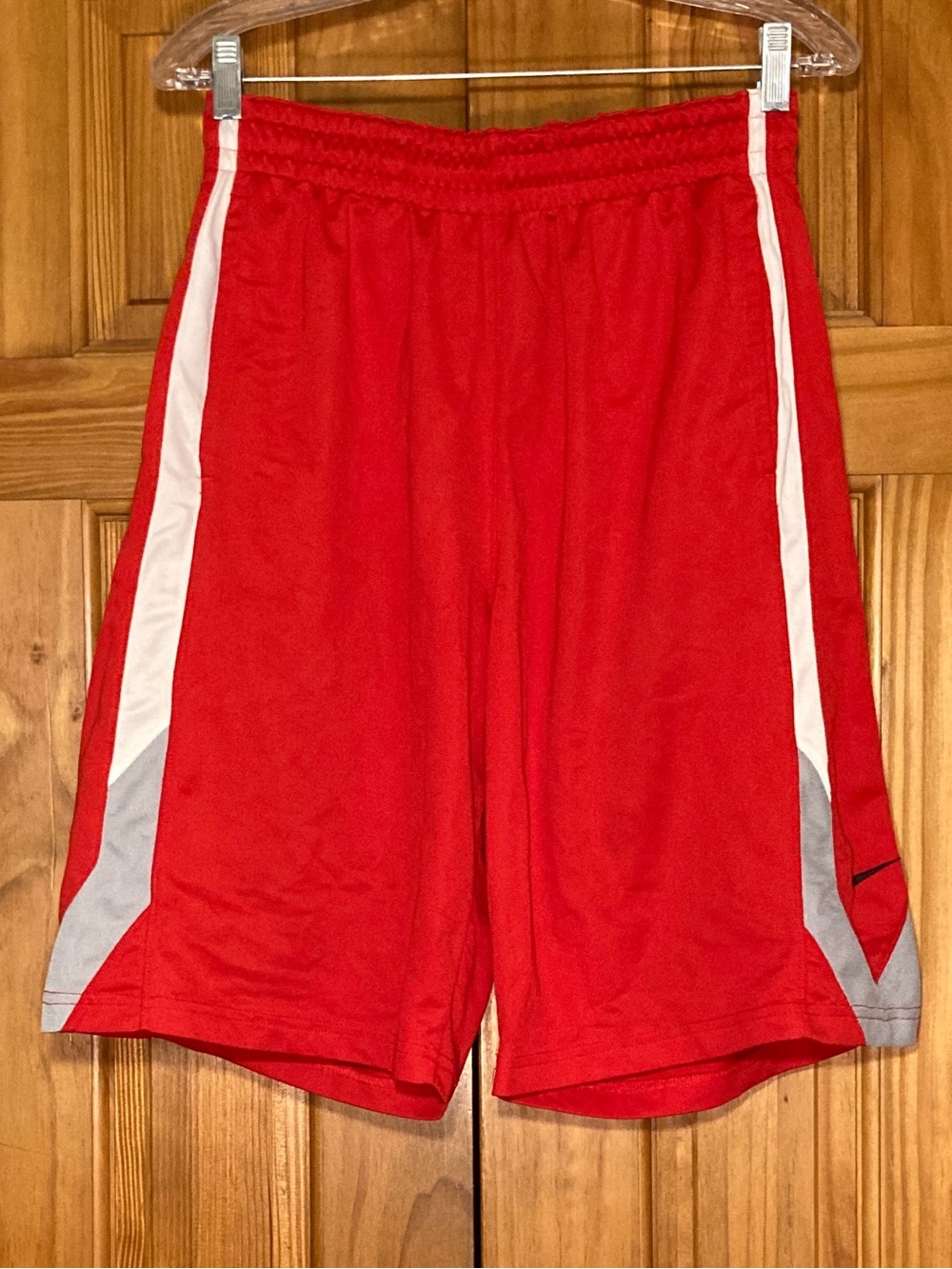 NWOT Nike Dri Fit Basketball Athletic Shorts Long Red White Men's M Medium